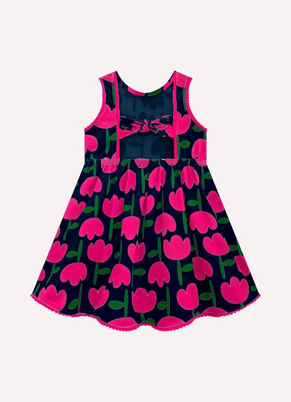 Kyly - Vestido Infantil Menina em Cotton Azul Marinho 2