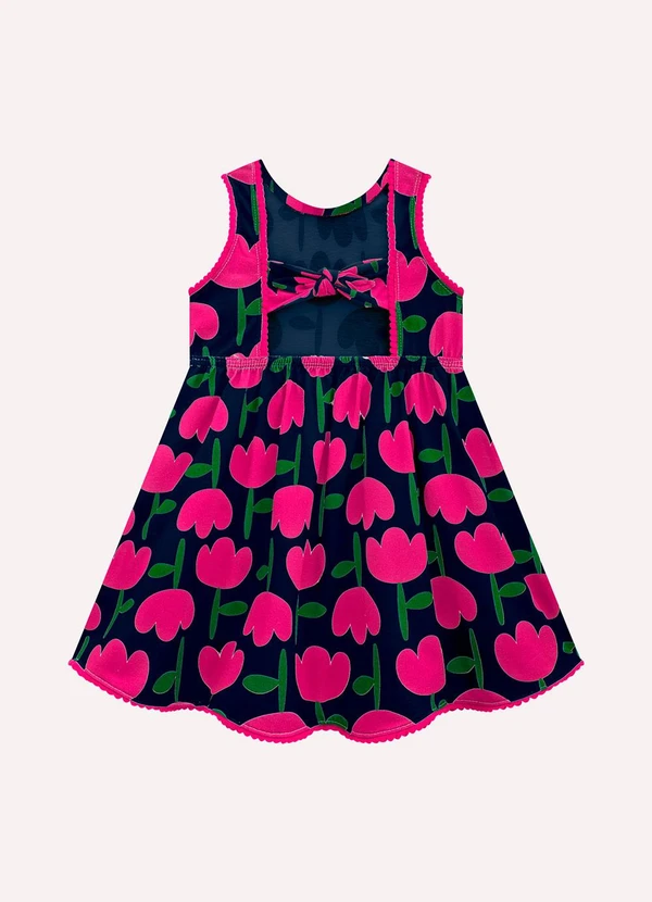 Kyly - Vestido Infantil Menina em Cotton Azul Marinho 2