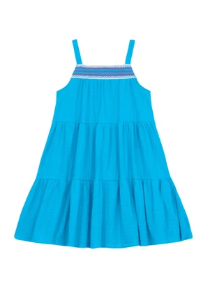Brandili - Vestido Infantil Menina em Cotton Azul - BRANDILI