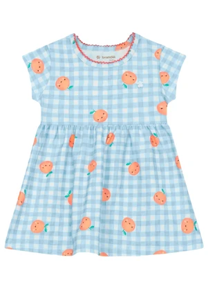 Brandili - Vestido Infantil Menina em Cotton Azul - BRANDILI