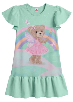 Brandili - Vestido Infantil Menina em Cotton Azul - BRANDILI