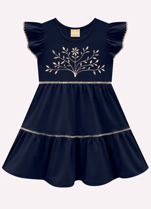Milon - Vestido Infantil Menina em Cotton Azul - MILON