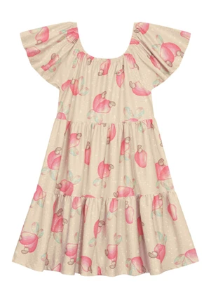 Brandili - Vestido Infantil Menina em Cotton Bege - BRANDILI