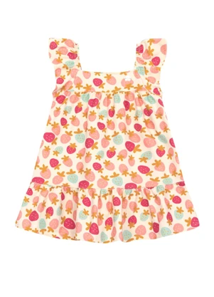 Brandili - Vestido Infantil Menina em Cotton Bege - BRANDILI