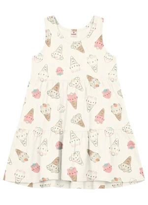 Brandili - Vestido Infantil Menina em Cotton Bege - BRANDILI