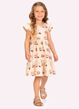 Milon - Vestido Infantil Menina em Cotton Bege - MILON