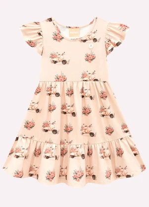 Milon - Vestido Infantil Menina em Cotton Bege - MILON