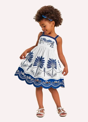 Nanai - Vestido Infantil Menina em Cotton Branco - NANAI