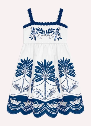 Nanai - Vestido Infantil Menina em Cotton Branco - NANAI