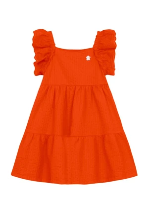 Brandili - Vestido Infantil Menina em Cotton Laranja - BRANDILI