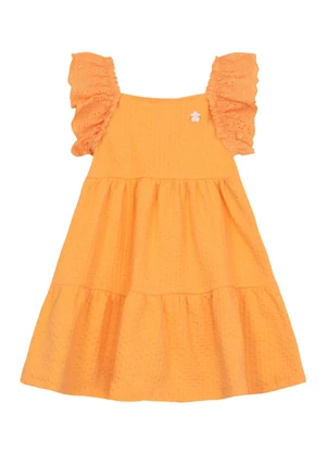 Brandili - Vestido Infantil Menina em Cotton Laranja - BRANDILI