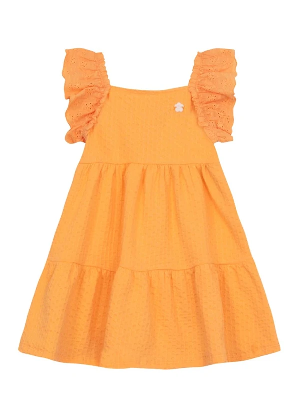 Brandili - Vestido Infantil Menina em Cotton Laranja