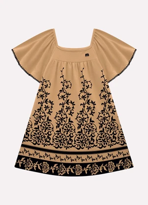 Milon - Vestido Infantil Menina em Cotton Marrom - MILON