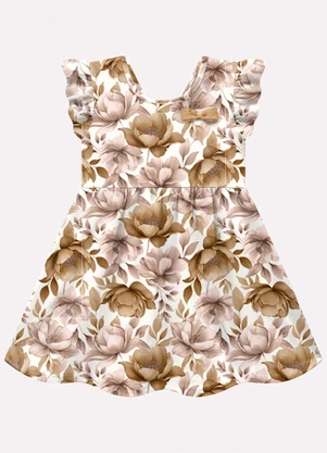 Milon - Vestido Infantil Menina em Cotton Marrom - MILON