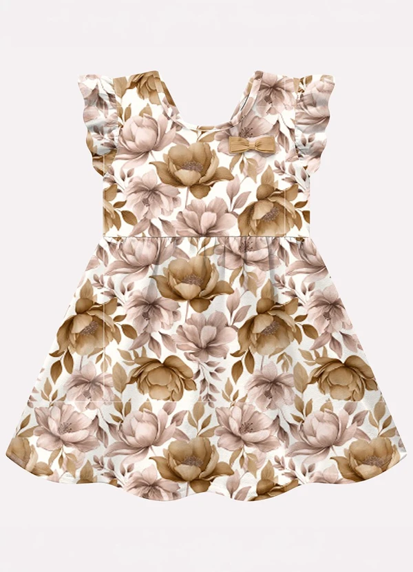 Milon - Vestido Infantil Menina em Cotton Marrom