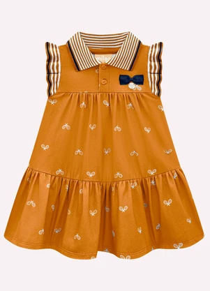 Milon - Vestido Infantil Menina em Cotton Marrom - MILON