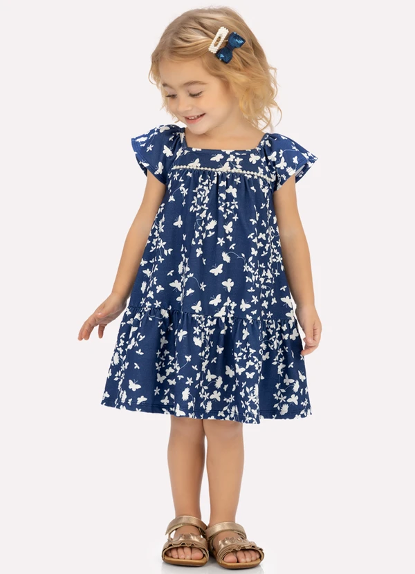 Milon - Vestido Infantil Menina em Cotton Milon Azul 1