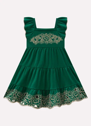 Vestido Infantil Menina em Cotton Milon (Verde) - MILON