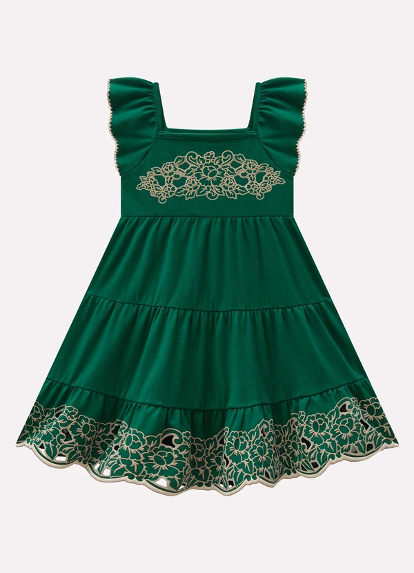 Milon - Vestido Infantil Menina em Cotton Milon Verde