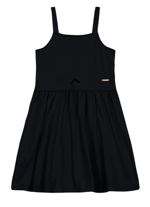 Brandili - Vestido Infantil Menina em Cotton Preto - BRANDILI