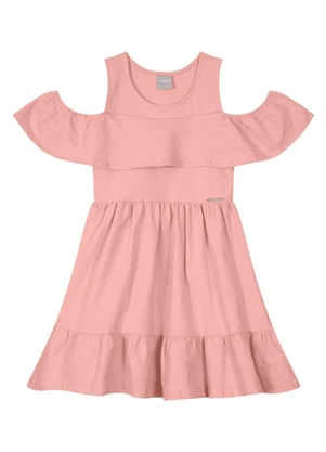 Brandili Mundi - Vestido Infantil Menina em Cotton  Rosa - BRANDILI MUNDI