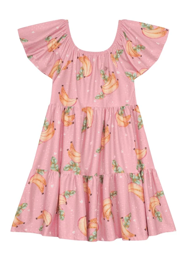 Brandili - Vestido Infantil Menina em Cotton Rosa