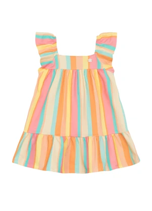 Brandili - Vestido Infantil Menina em Cotton Rosa - BRANDILI