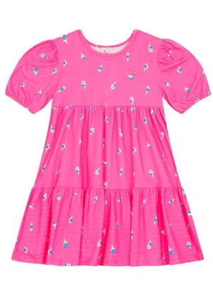 Brandili - Vestido Infantil Menina em Cotton Rosa - BRANDILI
