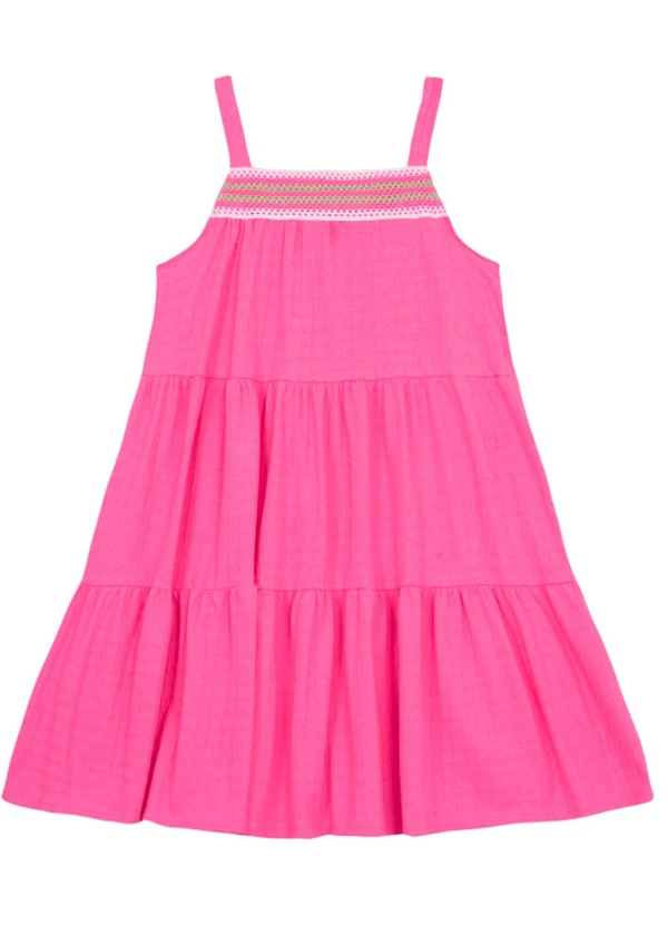 Brandili - Vestido Infantil Menina em Cotton Rosa