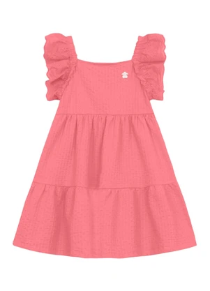 Brandili - Vestido Infantil Menina em Cotton Rosa - BRANDILI