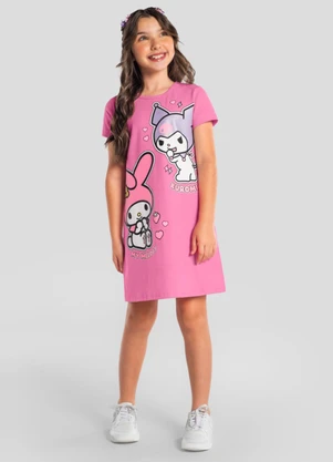 Brandili - Vestido Infantil Menina em Cotton Rosa - BRANDILI