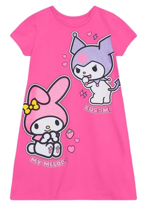 Brandili - Vestido Infantil Menina em Cotton Rosa - BRANDILI