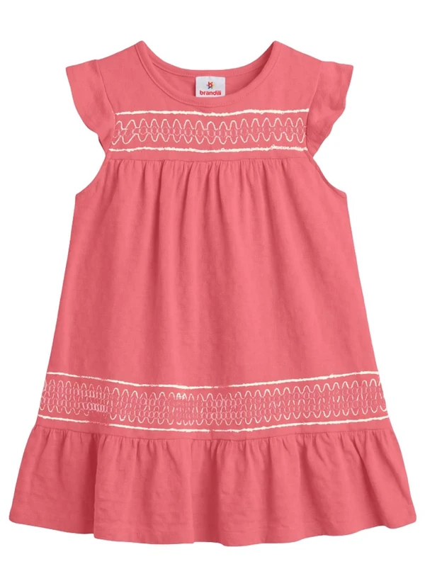 Brandili - Vestido Infantil Menina em Cotton Rosa
