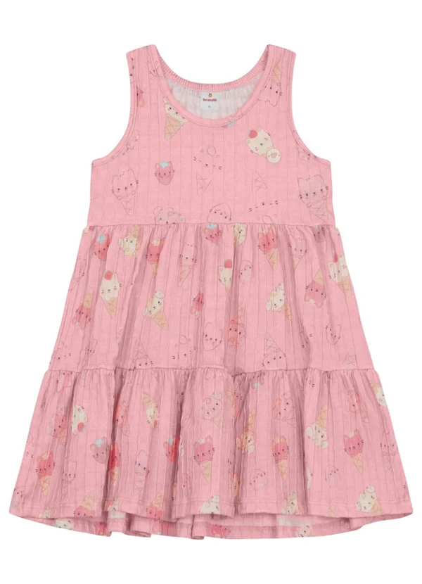 Brandili - Vestido Infantil Menina em Cotton Rosa