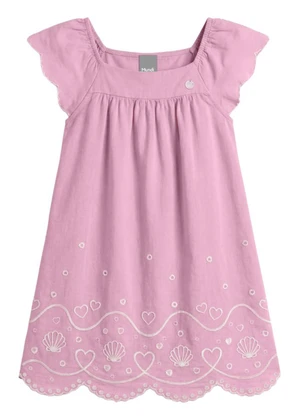 Mundi - Vestido Infantil Menina em Cotton Rosa - MUNDI