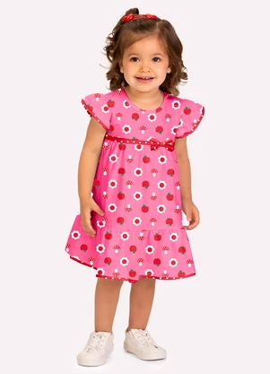 Kyly - Vestido Infantil Menina em Cotton Rosa - KYLY