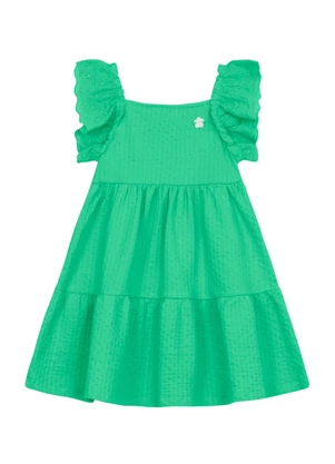 Brandili - Vestido Infantil Menina em Cotton Verde - BRANDILI