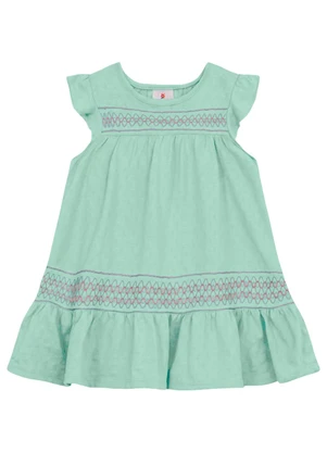 Brandili - Vestido Infantil Menina em Cotton Verde - BRANDILI