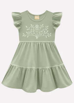 Milon - Vestido Infantil Menina em Cotton Verde - MILON