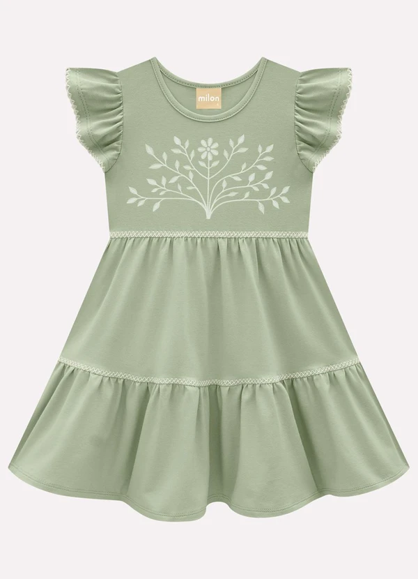 Milon - Vestido Infantil Menina em Cotton Verde