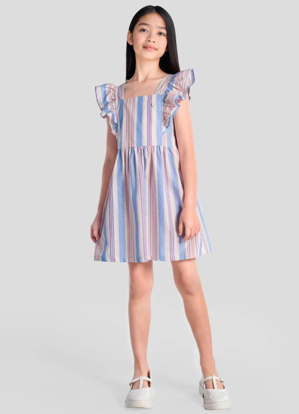 Brandili - Vestido Infantil Menina em Fio Tinto Azul