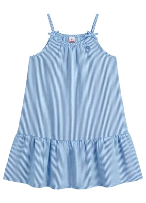 Brandili - Vestido Infantil Menina em Fio Tinto Azul - BRANDILI