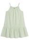 Brandili - Vestido Infantil Menina em Fio Tinto Azul - variação: Verde