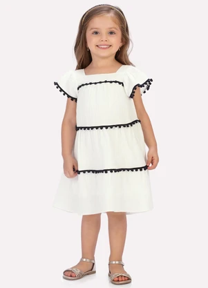 Vestido Infantil Menina em Gaze Milon (Bege) - MILON