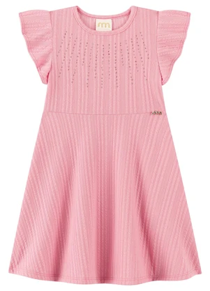 Milli e Nina - Vestido Infantil Menina em Jacquard Strass Rosa - MILLI E NINA