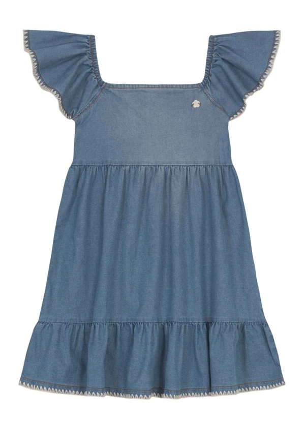 Brandili - Vestido Infantil Menina em Jeans Azul 2