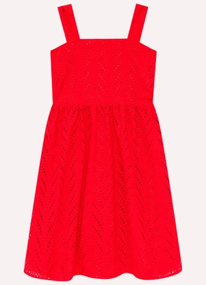 Nanai - Vestido Infantil Menina em Laise Vermelho - NANAI