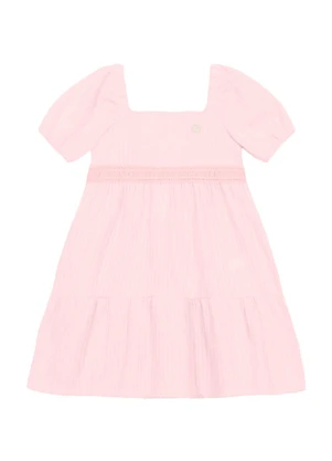 Brandili Mundi - Vestido Infantil Menina em Linho Rosa - BRANDILI MUNDI