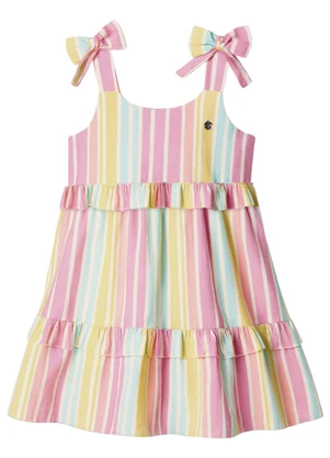 Mundi - Vestido Infantil Menina em Linho Rosa - MUNDI