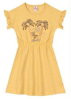 Brandili - Vestido Infantil Menina em Malha Amarelo - BRANDILI